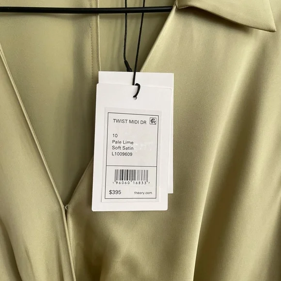 Theory Women’s Satin Twist Front Midi Dress Elegant Cocktail Evening Wear Sz 10 - Picture 6 of 10
